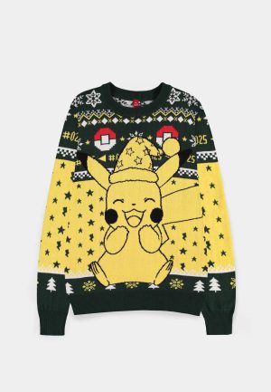DIFUZED POKEMON - PIKACHU MOŠKI BOŽIČNI PULOVER - XS VELIKOST