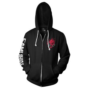 JINX CYBERPUNK 2077 BIGGEST FAN ZIP-UP HOODIE ČRNA S